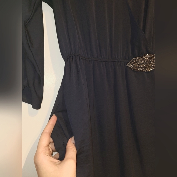 ✨️Any 3 for $15✨️ Zara Woman's XS Navy Wrap Mini Dress with Embellishment - Picture 2 of 5
